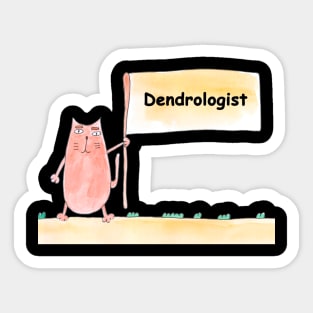 Dendrologist, profession, work, worker, professional, cat, humor, fun, job, text, inscription, humorous, watercolor, animal, character Sticker